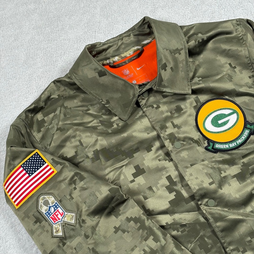 Nike Green Bay Packers Salute to Service Camo Coaches Jacket Mens Medium NFL